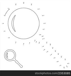 Magnifier Icon Dot To Dot, Magnify Glass, Lens Icon Vector Art Illustration