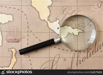 magnifier on a stylized map