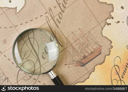magnifier on a stylized map