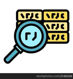 Magnifying cipher icon. Outline magnifying cipher vector icon color flat isolated. Magnifying cipher icon color outline vector