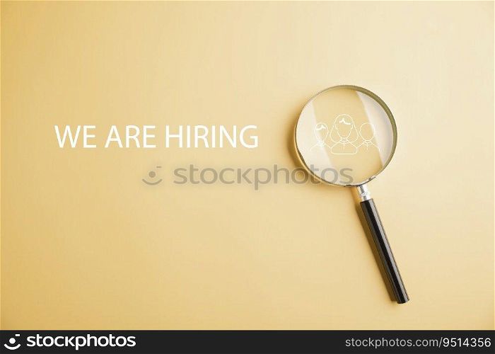 Magnifying glass exploring job search, unlocking career opportunities. Searching for vacancies, recruitment, and finding jobs online. Overcoming unemployment in a challenging economy. job search