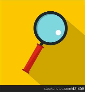 Magnifying glass icon. Flat illustration of magnifying glass vector icon for web isolated on yellow background. Magnifying glass icon, flat style