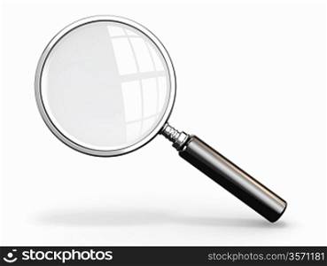Magnifying glass. Loupe on white background. 3d