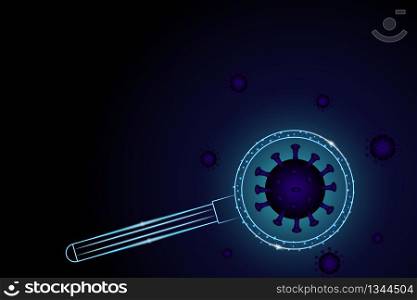 Magnifying glass search bacteria coronavirus protection (COVID-19)