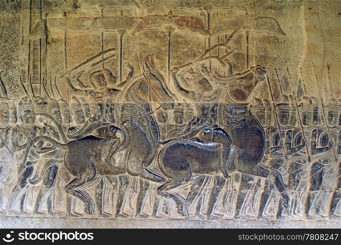 Mahabharata on the wall of Angkor wat, Cambodia