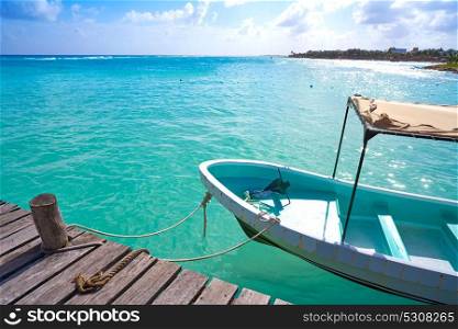 Mahahual Caribbean beach pier in Costa Maya of Mayan Mexico