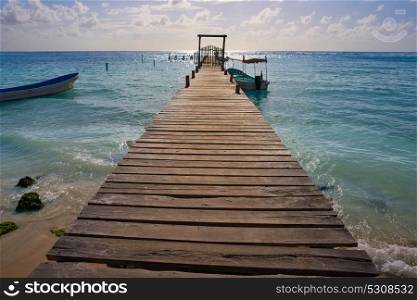 Mahahual Caribbean beach pier in Costa Maya of Mayan Mexico