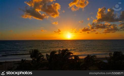 Mahahual Caribbean beach sunrise in Costa Maya of Mayan Mexico
