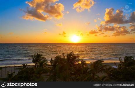 Mahahual Caribbean beach sunrise in Costa Maya of Mayan Mexico