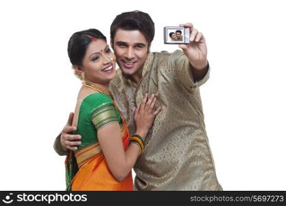 Maharashtrian couple taking a self portrait
