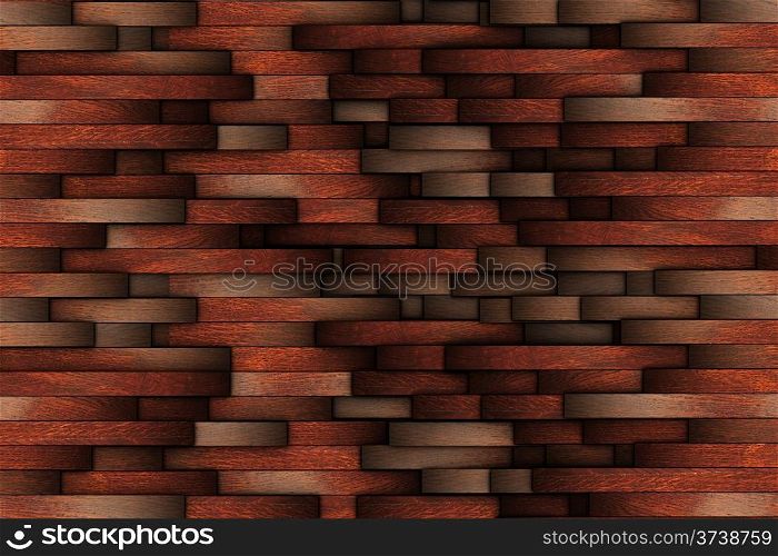 mahogany abstract wooden wall design with many planks