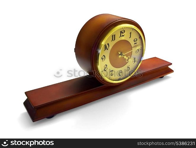 Mahogany antique mantle clock isolated on white