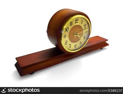 Mahogany antique mantle clock isolated on white