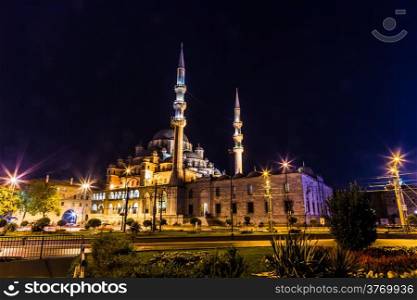 Mahya is an enlightenment arrangement during ramadan nights for special days compose of enlightenment between two minarets. Suleymaniye Mosque in Istanbul,Turkey.