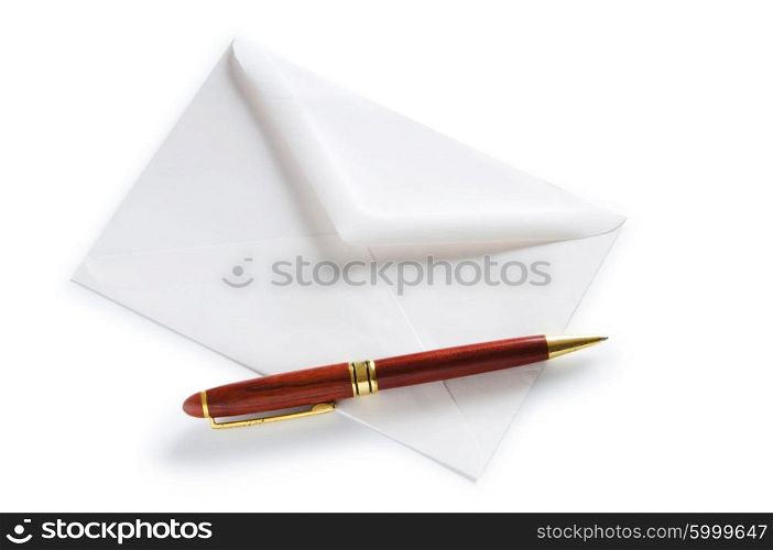Mail concept with envelope isolated on the white