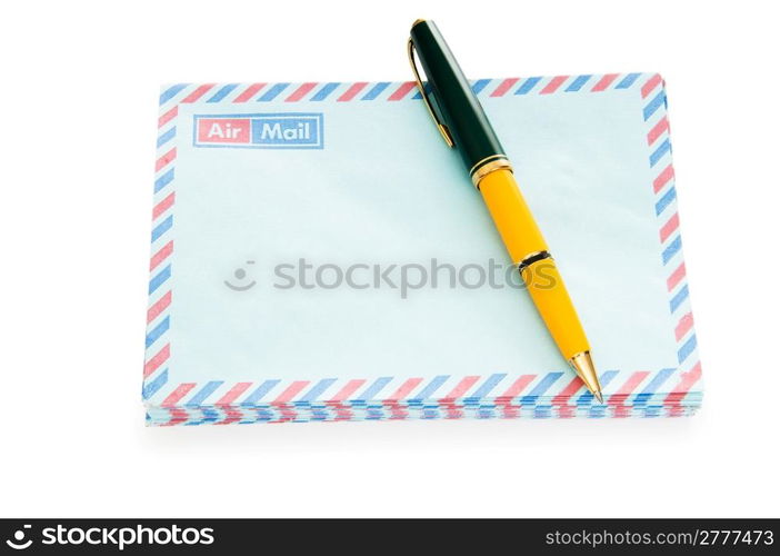 Mail concept with many envelopes on the table