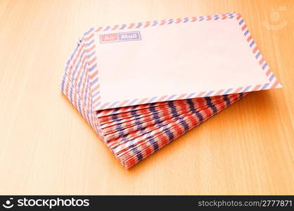 Mail concept with many envelopes on the table