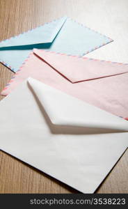 Mail concept with many envelopes on the table