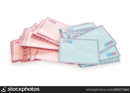 Mail concept with many envelopes on the table