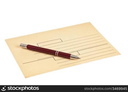 mail envelopes and a pen isolated on white background