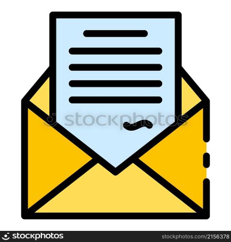 Mail letter icon. Outline mail letter vector icon color flat isolated. Mail letter icon color outline vector