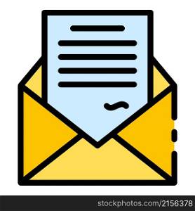 Mail letter icon. Outline mail letter vector icon color flat isolated. Mail letter icon color outline vector