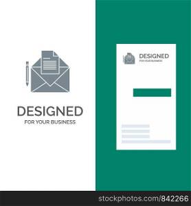 Mail, Message, Fax, Letter Grey Logo Design and Business Card Template