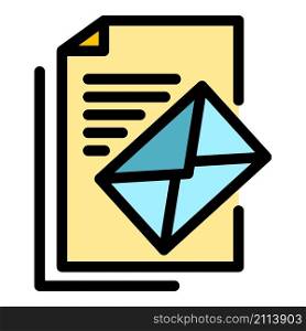 Mail paper icon. Outline mail paper vector icon color flat isolated. Mail paper icon color outline vector