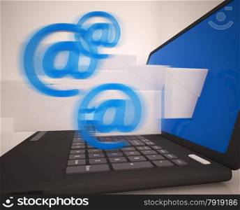 Mail Signs Leaving Laptop Shows Electronic Mails Or Correspondence