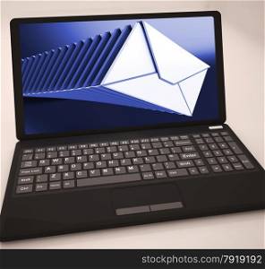 Mails List At Laptop Shows Ongoing Messages And Communication