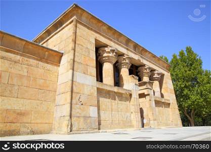 Main building of ancient egyptian temple of Debod in Madrid, Spain