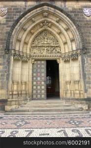 main door entrance of sao vito church in prague