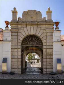 Main entrance gate of a 17th century fortress in the town of Setubal, Portugal