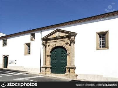 Main entrance in Renaisance style of the Church of the Santa Clara Monastery in Braganca, Portugal