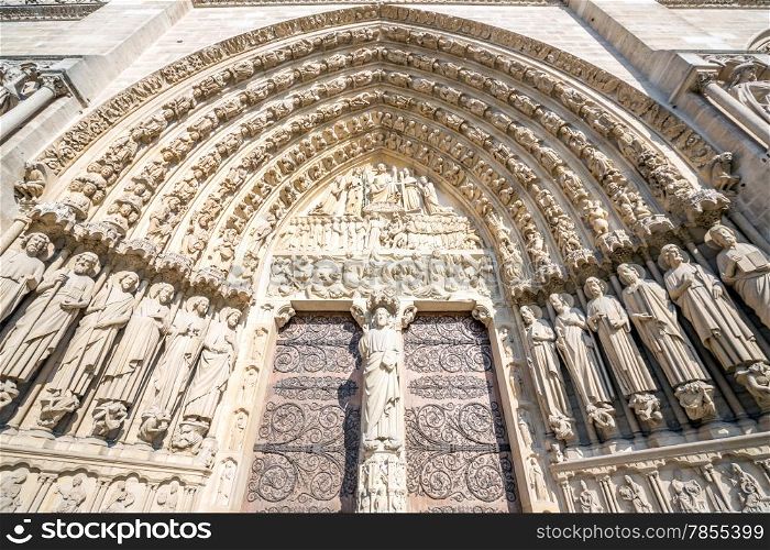 Main gate of Cathedral Notre Dame Reims Champagne, Paris France