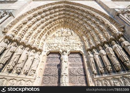 Main gate of Cathedral Notre Dame Reims Champagne, Paris France