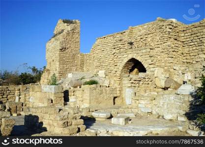 Main gate of fortress in Caesarea, Israel