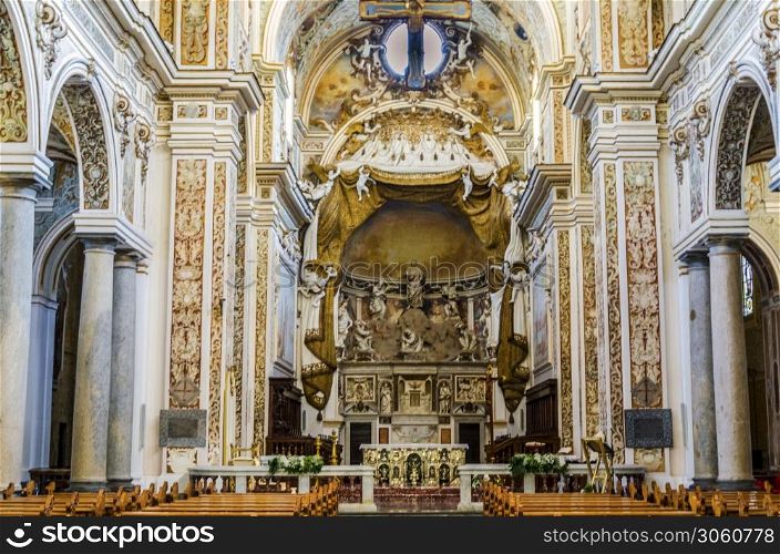 Main nave and altar of the cathedral city of mazara del vallo sicily