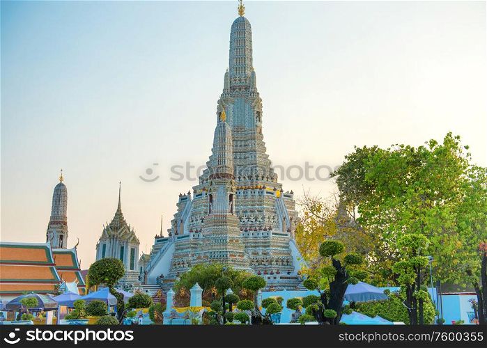Main prang of Temple of Dawn or Wat Arun at twilight. Bangkok, Thailand