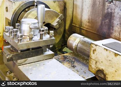 main spindle of metal lathe machine in turning workshop
