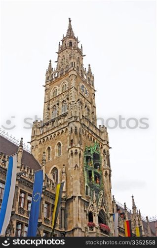 Main tower of the Munich city hall with Glockenspiel