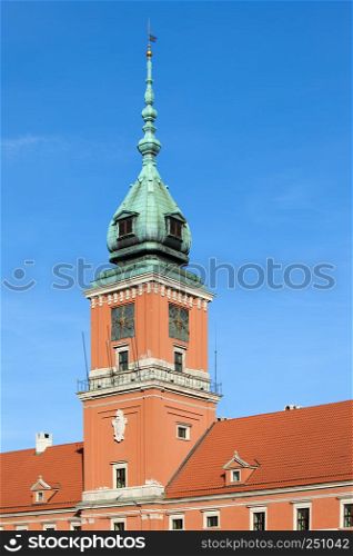 Main tower of the Royal Castle in the Old Town of Warsaw, Poland.