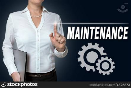 maintenance touchscreen is operated by businesswoman. maintenance touchscreen is operated by businesswoman.