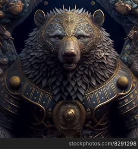 Majestic Bear in Armor Portrait with a Strong Presence. Majestic Bear in Armor Portrait with a Strong Presence AI Generated