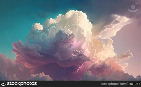 Majestic cloudscape in pastel colors. Gorgeous intricate clouds. Generative AI.. Majestic cloudscape in pastel colors. Gorgeous intricate clouds. Generative AI