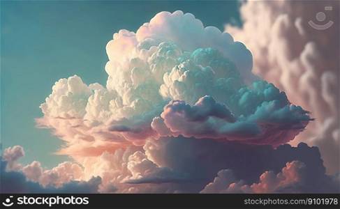 Majestic cloudscape in pastel colors. Gorgeous intricate clouds. Generative AI.. Majestic cloudscape in pastel colors. Gorgeous intricate clouds. Generative AI