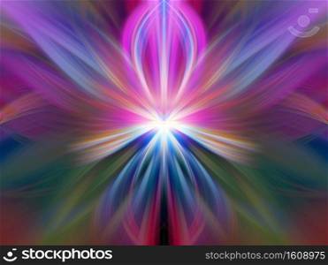 Majestic Colorful Floral fractal neon lights. Seamless pattern fine art gradient colorful twirl effect color texture. Abstract background from Twisted Light Fibers Effect Psychedelic wallpaper for web