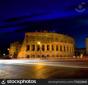 Majestic Colosseum in Rome at twilight, Italy
