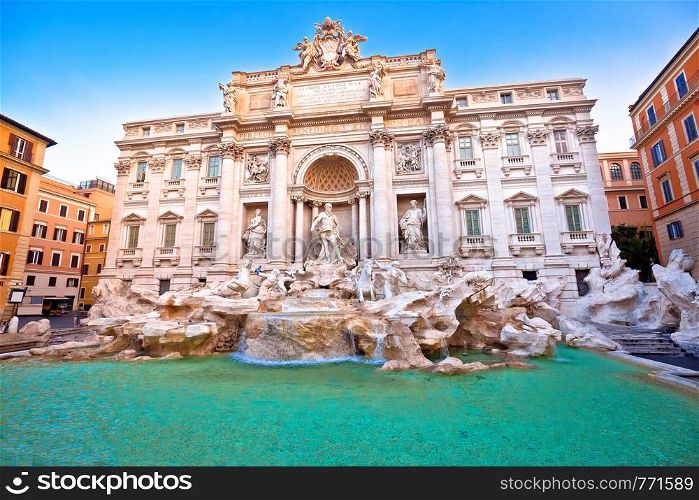 Majestic Trevi fountain in Rome street view, eternal city, capital of Italy