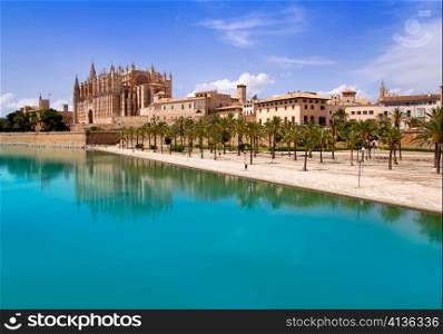 Majorca La seu Cathedral and Almudaina from Palma de Mallorca in Spain